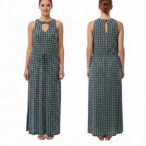 Banana Republic‎ Geometric Print Keyhole Sleeveless Maxi Dress Mint Black Sz S